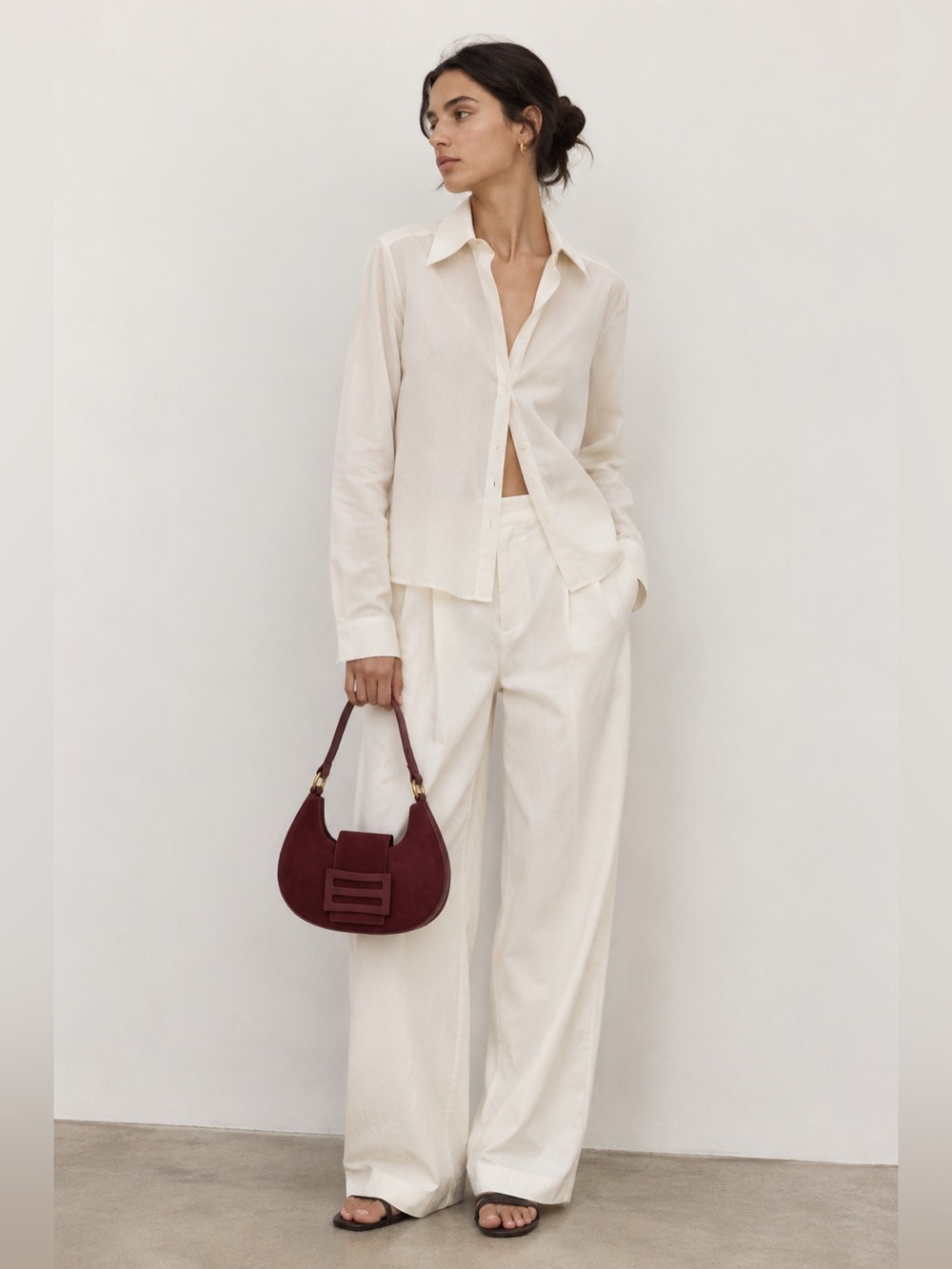 Women's Maroon Leather Shoulder Bag Hobo Bag